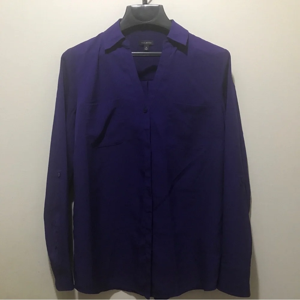 Talbots Button Down Cute Work Wear blouse M - Picture 1 of 9